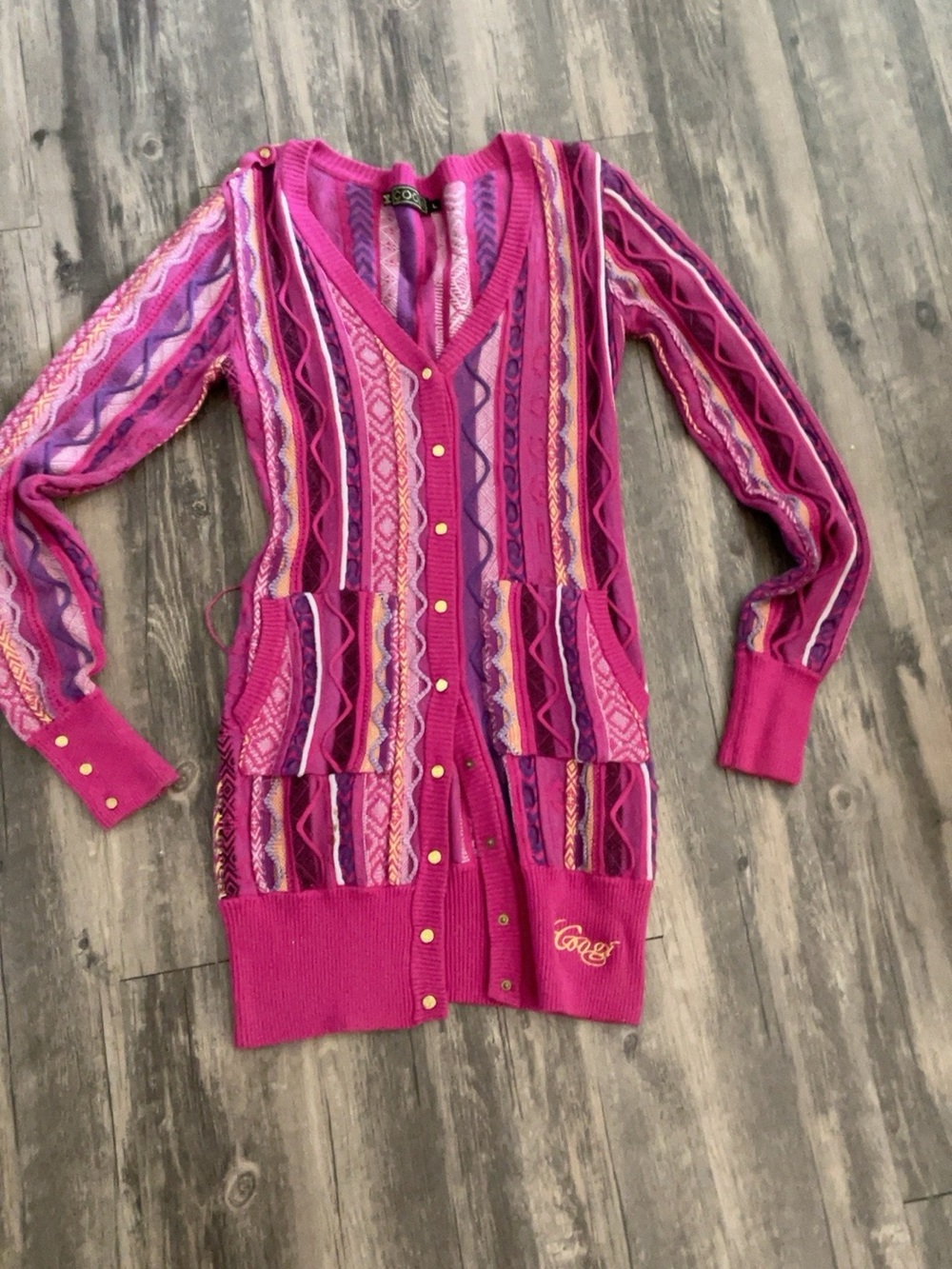 COOGI Multicolor Textured Knit Cardigan/Dress – Size L